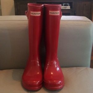 Original Hunter Kid's Red Gloss Boots, size 1